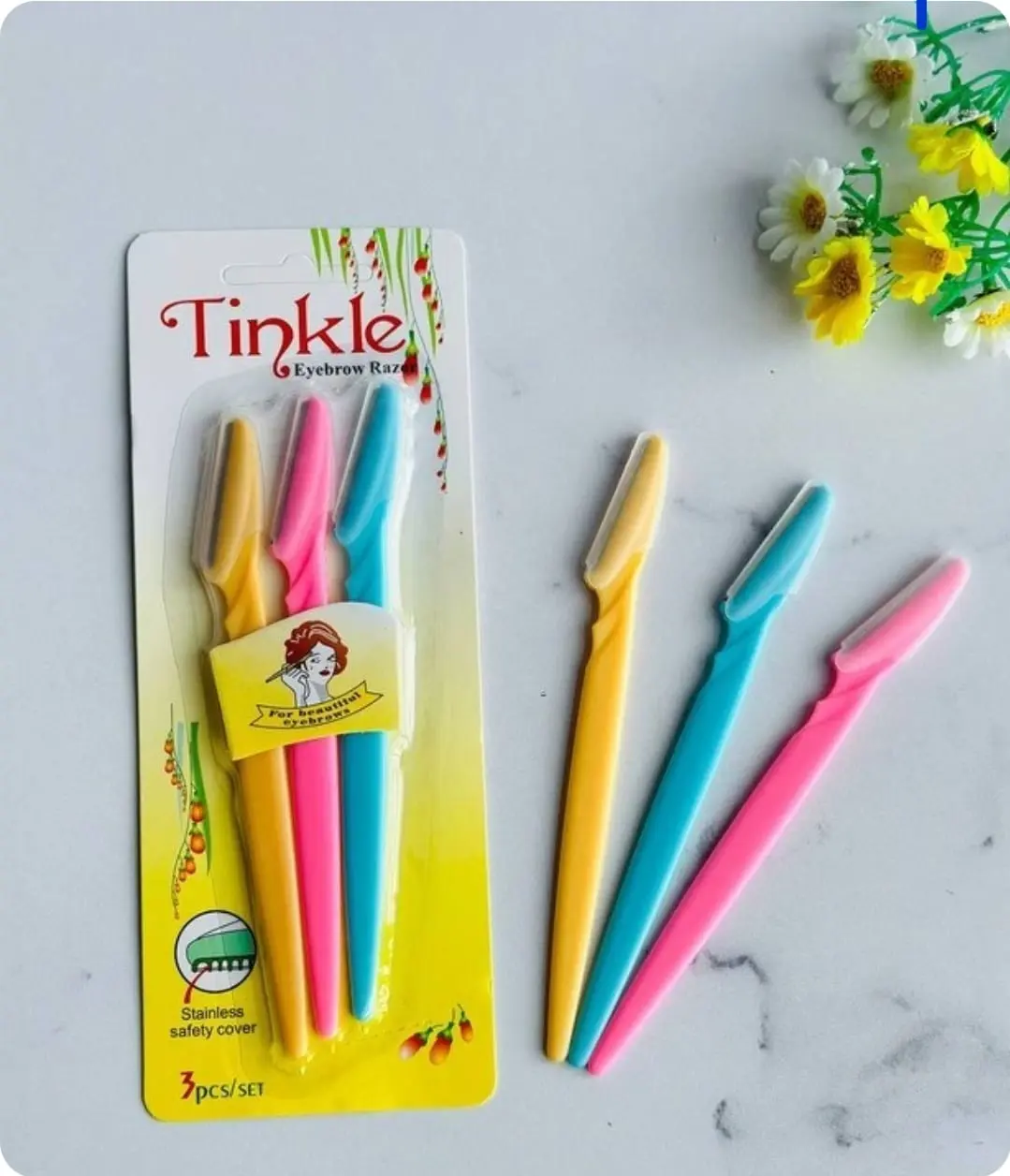 پک تیغ ابرو تینکل بسته ۳ عددی Tinkle Eyebrow Razor 3 pcs